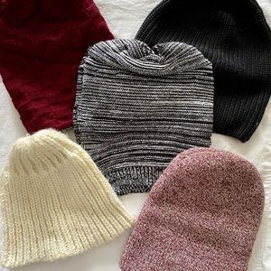 Group of Winter Knitted Beanies